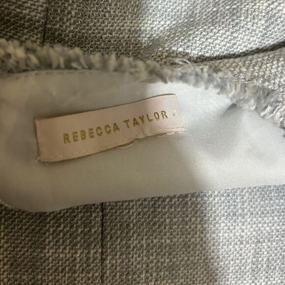 Rebecca Taylor Slub Suit Dress 8 Light Gray Sleevless Fit & Flare Woven Cotton - Picture 11 of 13